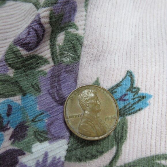 Vtg Venezia Vitale Shirt Womens 3X Lilac Corduroy Floral Button Granny Cottage - Picture 4 of 10